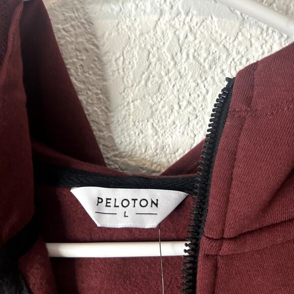 Peloton Cozy Fleece Taped Full Zip Up Mens Size Large Maroon Black NWT - Picture 6 of 10